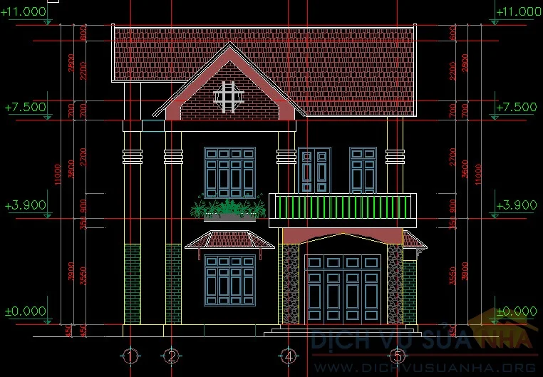 Bản vẽ biệt thự Thái AutoCAD