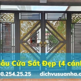 Mẫu cửa sắt 4 cảnh đẹp