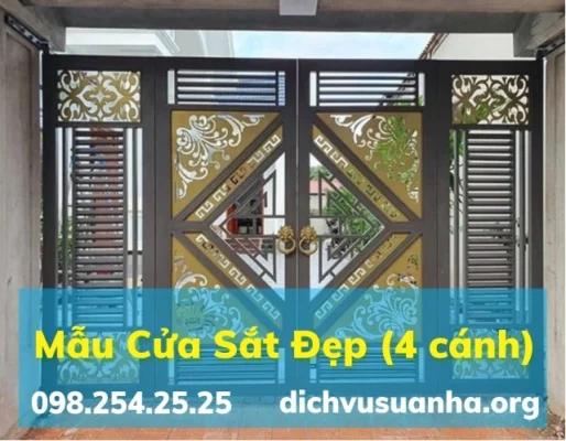 Mẫu cửa sắt 4 cảnh đẹp