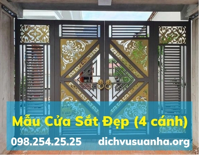 Mẫu cửa sắt 4 cảnh đẹp